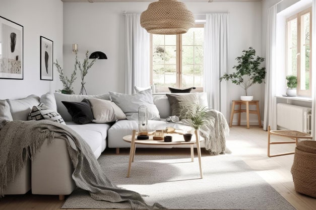 siva sedacka skandinavsky styl